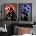 Ayrton Senna Racing Suit Wall Art – Abstract Neon Graffiti Canvas for Home Decor