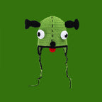 Knitted Monster Balaclava – Green Devil Hat for Halloween Cosplay Costume