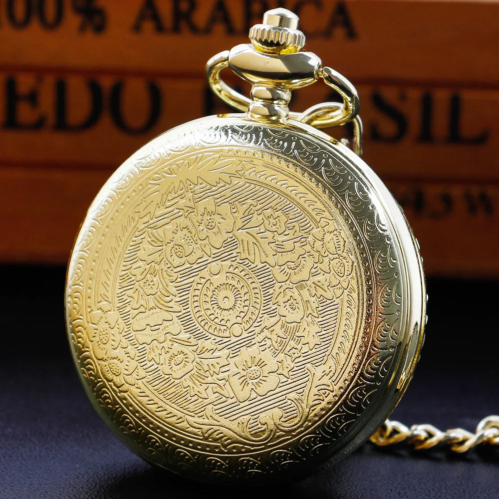 Vintage Gold Quartz Pocket Watch – Minimalist Necklace for Unique Gifts