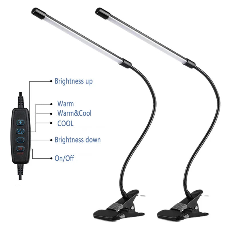 LED Clip-On Desk Lamp – Dimmable Eye Protection for Office and Study