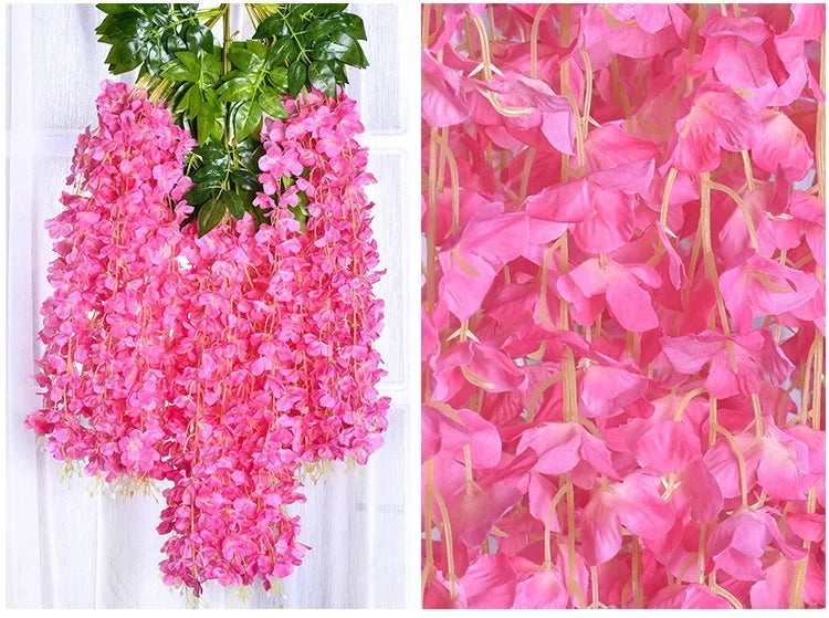 Silk Wisteria Hanging Vines – 110cm Artificial Flower Garland for Wedding Decor