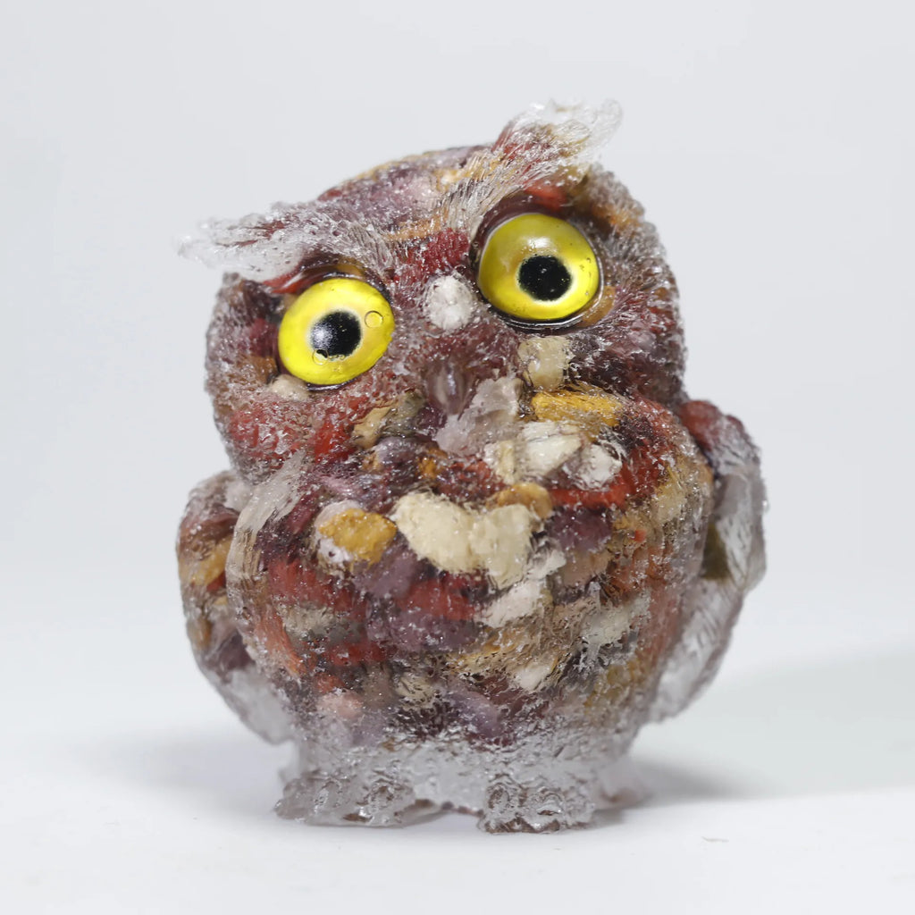 Crystal Owl Ornament – Natural Gemstone Figurine for Home Decor and Aquarium