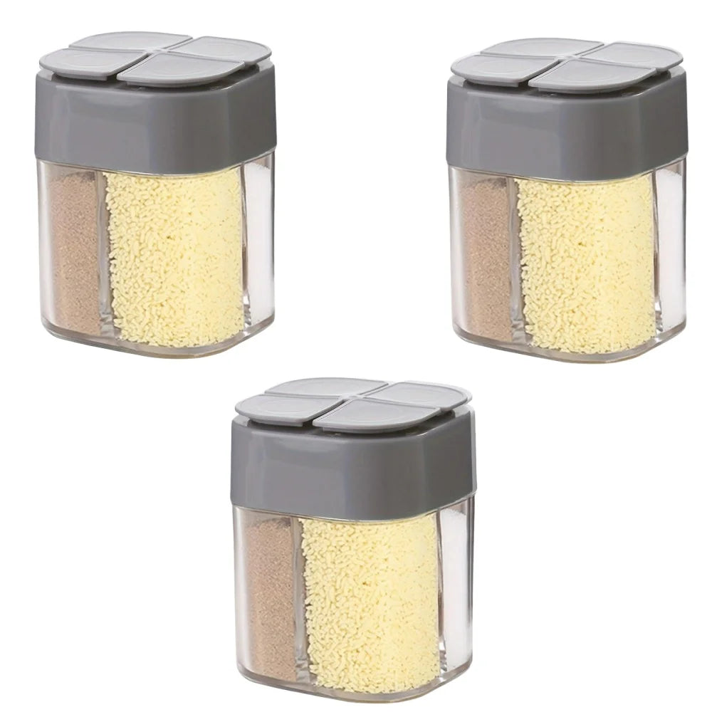 4-in-1 Camping Seasoning Shaker – Multi-Compartment Spice Jar for Outdoor BBQ