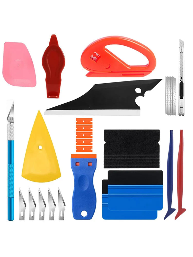 Vinyl Wrap Tool Kit – Felt Squeegee and Knife Set for Car Tinting