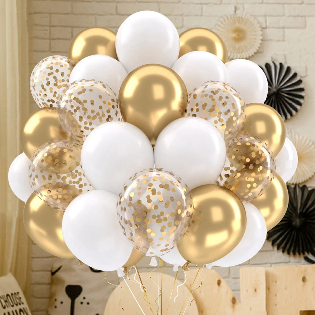 Metallic Pearl and Confetti Balloons – Decorative Latex Set for Party Events
