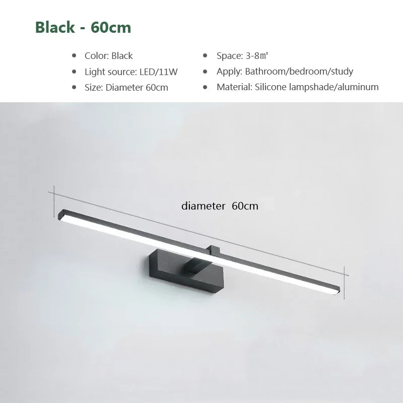Modern LED Wall Light – Aluminum Vanity Mirror Lamp for Bathroom Makeup