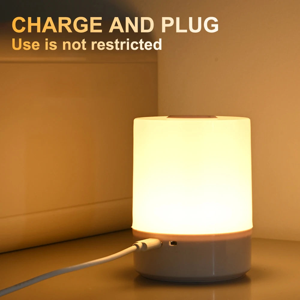 Dimmable Touch Night Lamp – USB Bedside Light for Kids Bedroom Decor