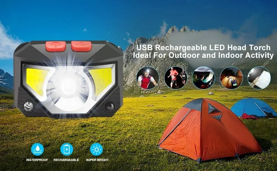 Rechargeable LED Headlamp – Ultra-Light Waterproof Light for Outdoor Sports