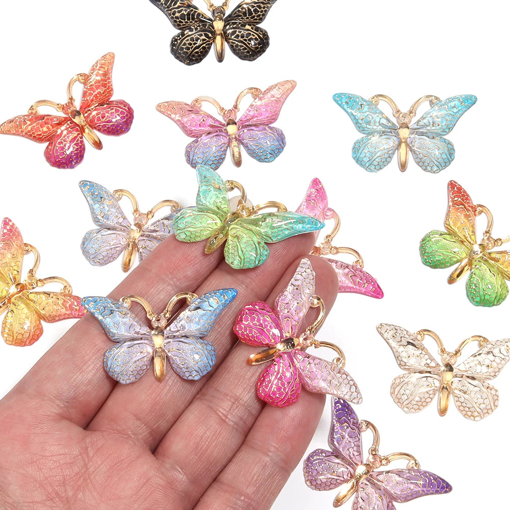 Acrylic Butterfly Beads – 25x38mm Gradient Charms for DIY Jewelry Making
