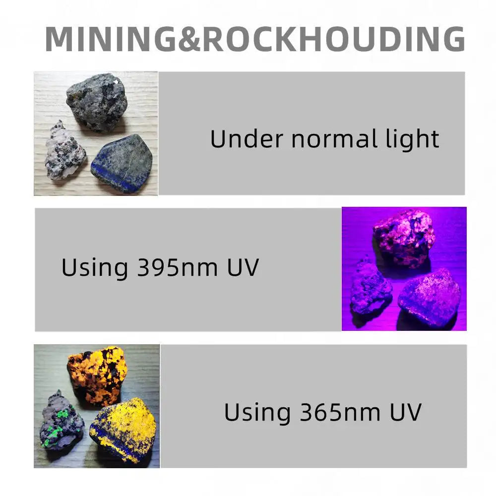 UV LED Keychain Flashlight – Dual 365/395nm Light for Stain and Ink Detection