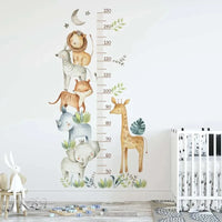 Cartoon Animal Height Ruler Wall Decals – Removable PVC for Kids Room Decor