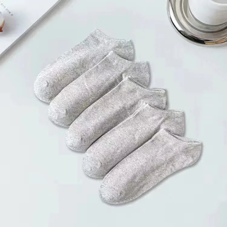 Men's Ankle Boat Socks – Solid Color Sweat-Absorbent Cotton for Business Sport