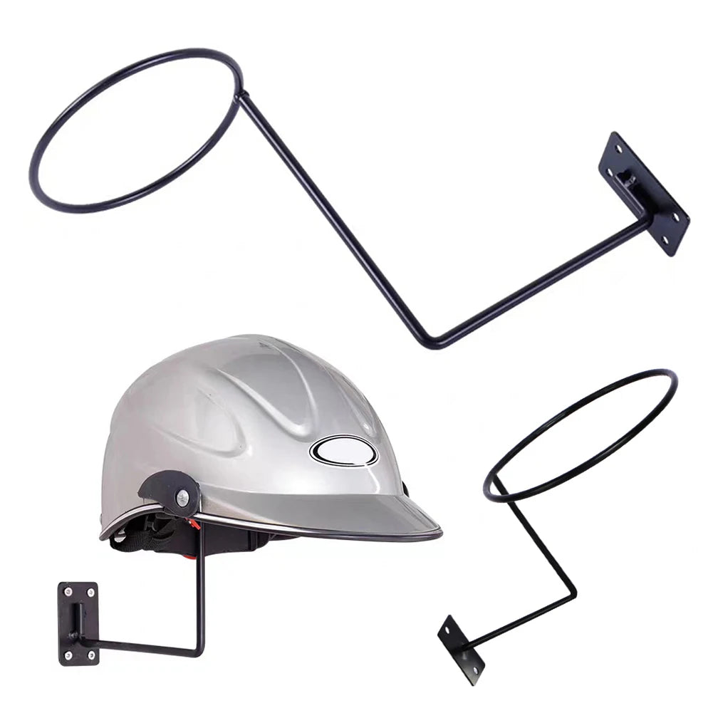 Wall Mounted Steel Helmet Rack – Black and White Hanger for Motorcycle Gear