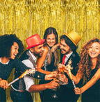 Metallic Foil Tinsel Fringe Curtains – Silver Backdrop for Party Decoration
