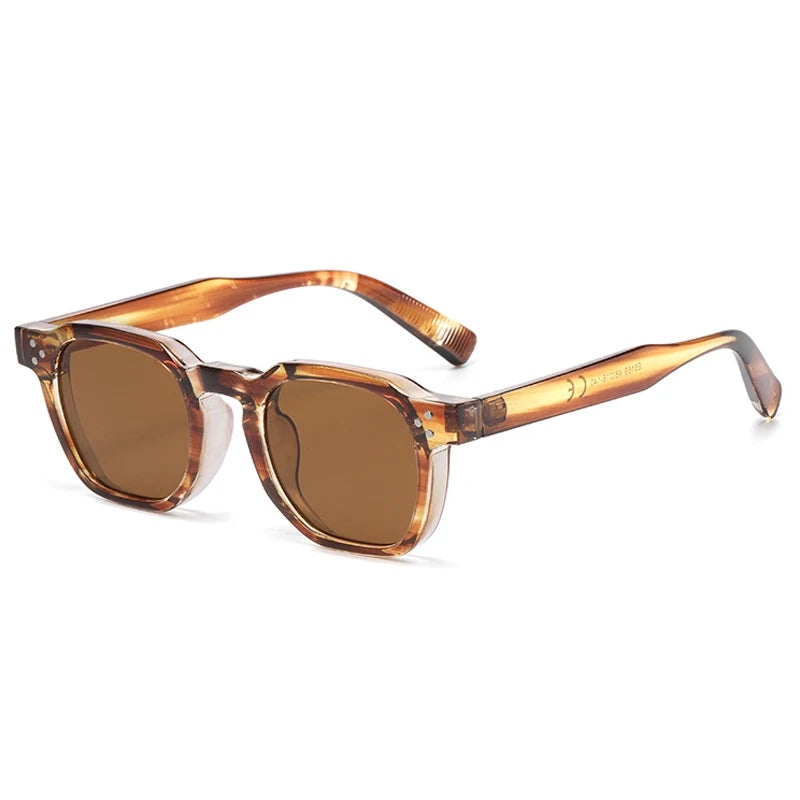 Vintage Rivet Oval Sunglasses – Leopard Anti Blue Light Frames for Men and Women