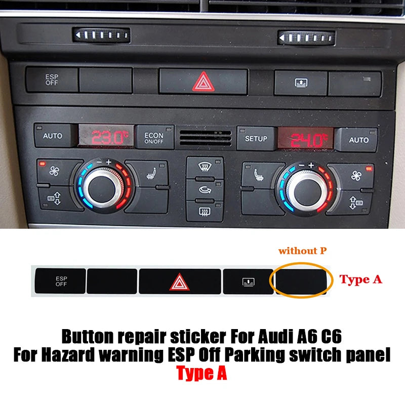 Climate Control Button Decals – Interior Repair Stickers for Audi A6 C6
