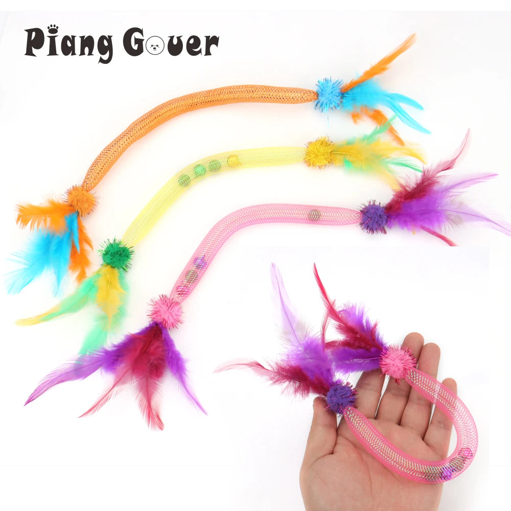 Interactive Cat Feather Ball – Plush Mint Toy for Kitten Play