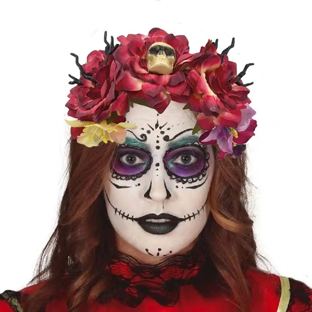 Mexican Rose Flower Crown – Boho Floral Headpiece for Halloween Party Wedding