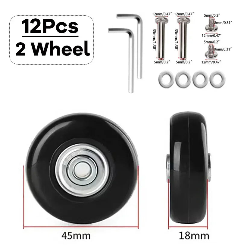 Silent Rubber Luggage Wheels – Durable Travel Bag Replacement for Repair