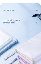 Clear Mesh Zipper Pouches – Waterproof A4/A5 Plastic Bags for Office Storage