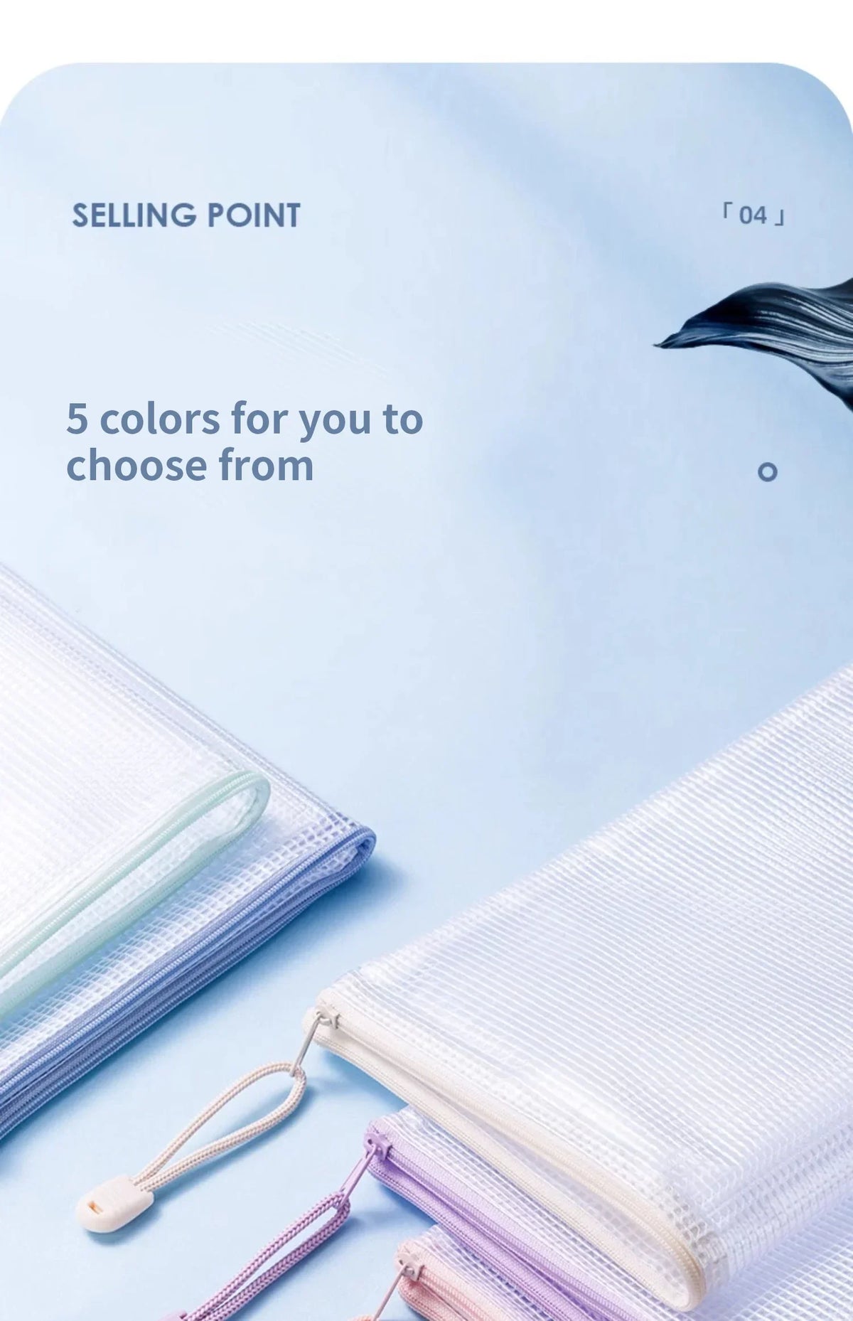 Clear Mesh Zipper Pouches – Waterproof A4/A5 Plastic Bags for Office Storage