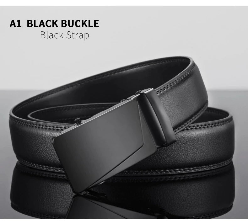 Mens Automatic Buckle Leather Belt – Luxury Business Accessory for Formal Wear