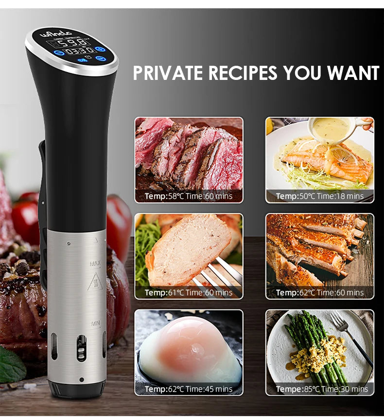 Sous Vide Immersion Cooker – 1100W Digital Waterproof Device for Precision Cooking