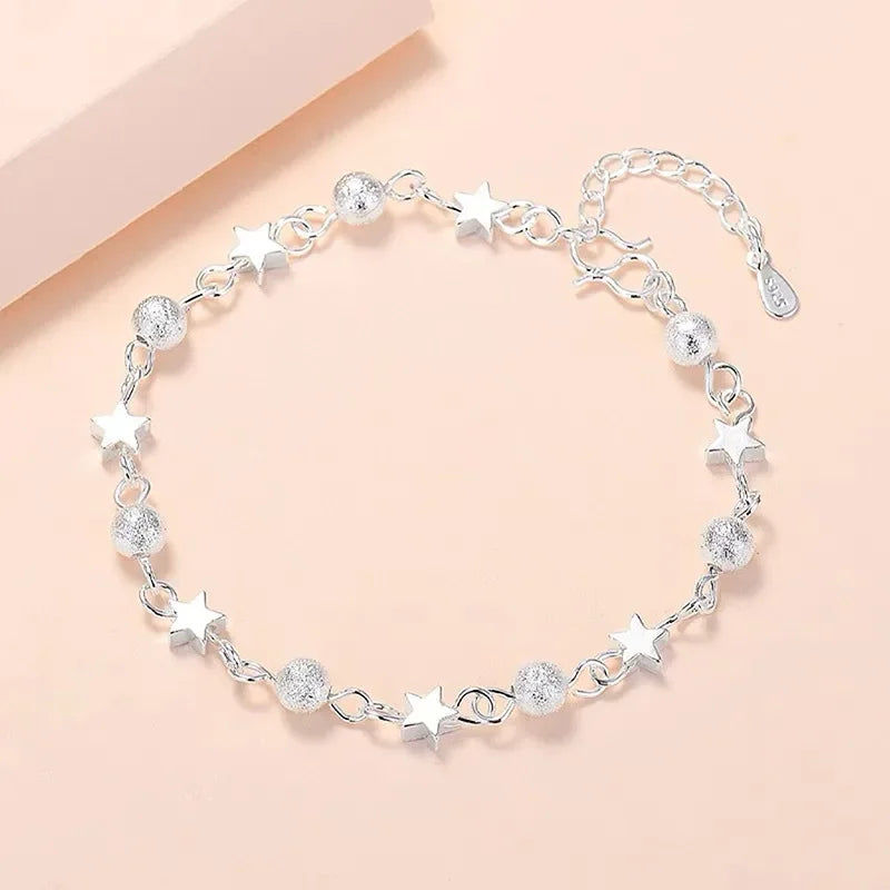 Sterling Silver Star Moon Bracelet – Vintage Crystal Jewelry for Women
