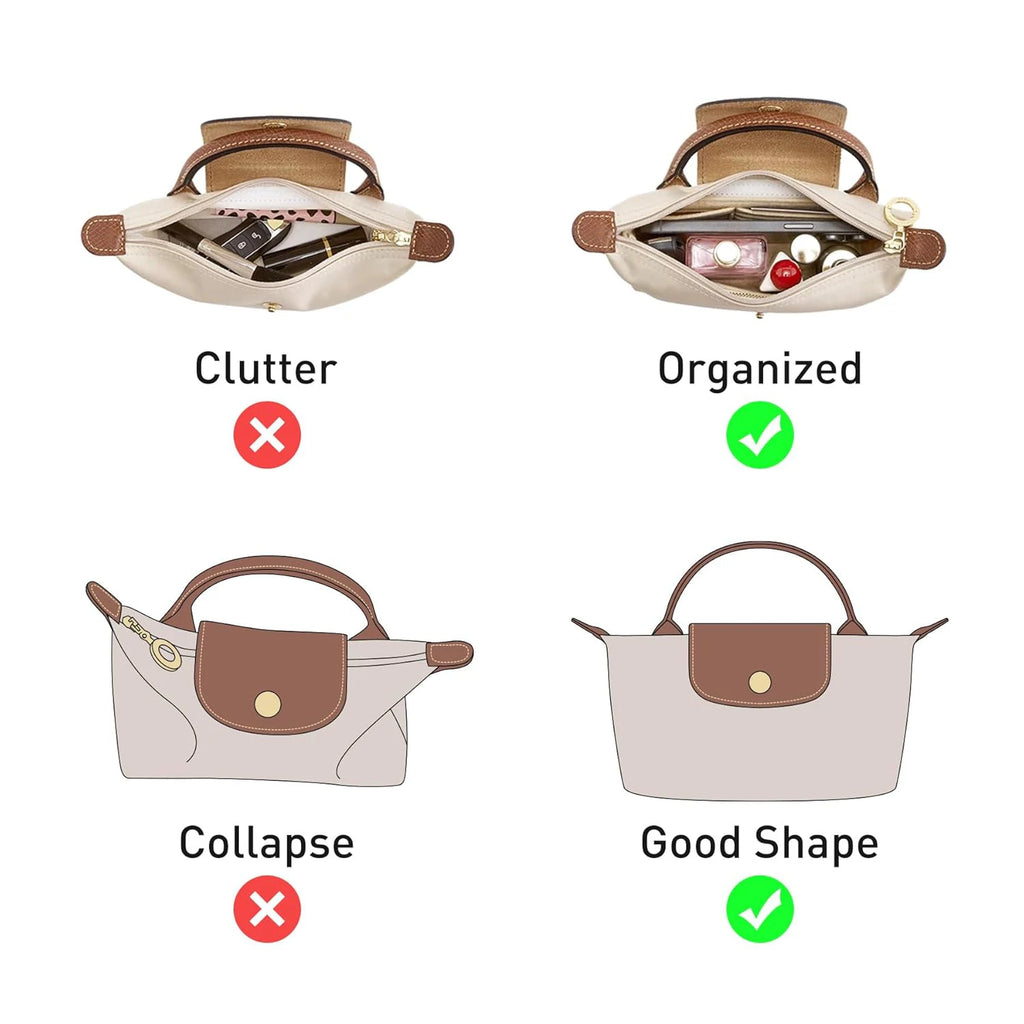 Felt Handbag Organizer – Liner Insert for Longchamp Small Tote Bags