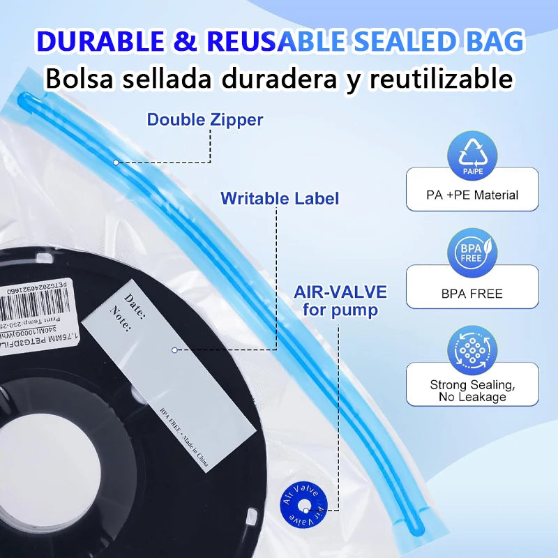 Filament Vacuum Storage Bags – Moisture-Proof Seal for 3D Printer Materials