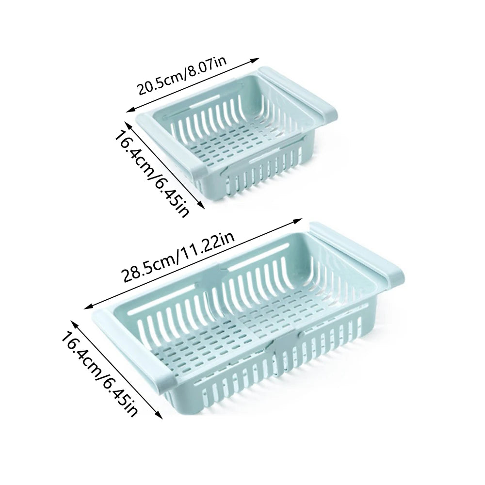 Retractable Refrigerator Storage Basket – Adjustable Kitchen Drawer for Organization