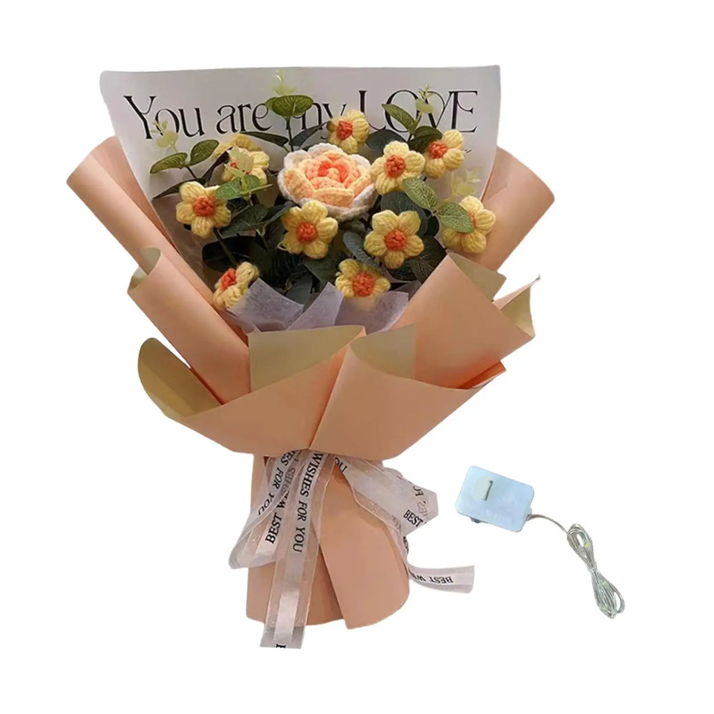 Handmade Crochet Flower Bouquet – Knitted Floral Decor for Gift Giving