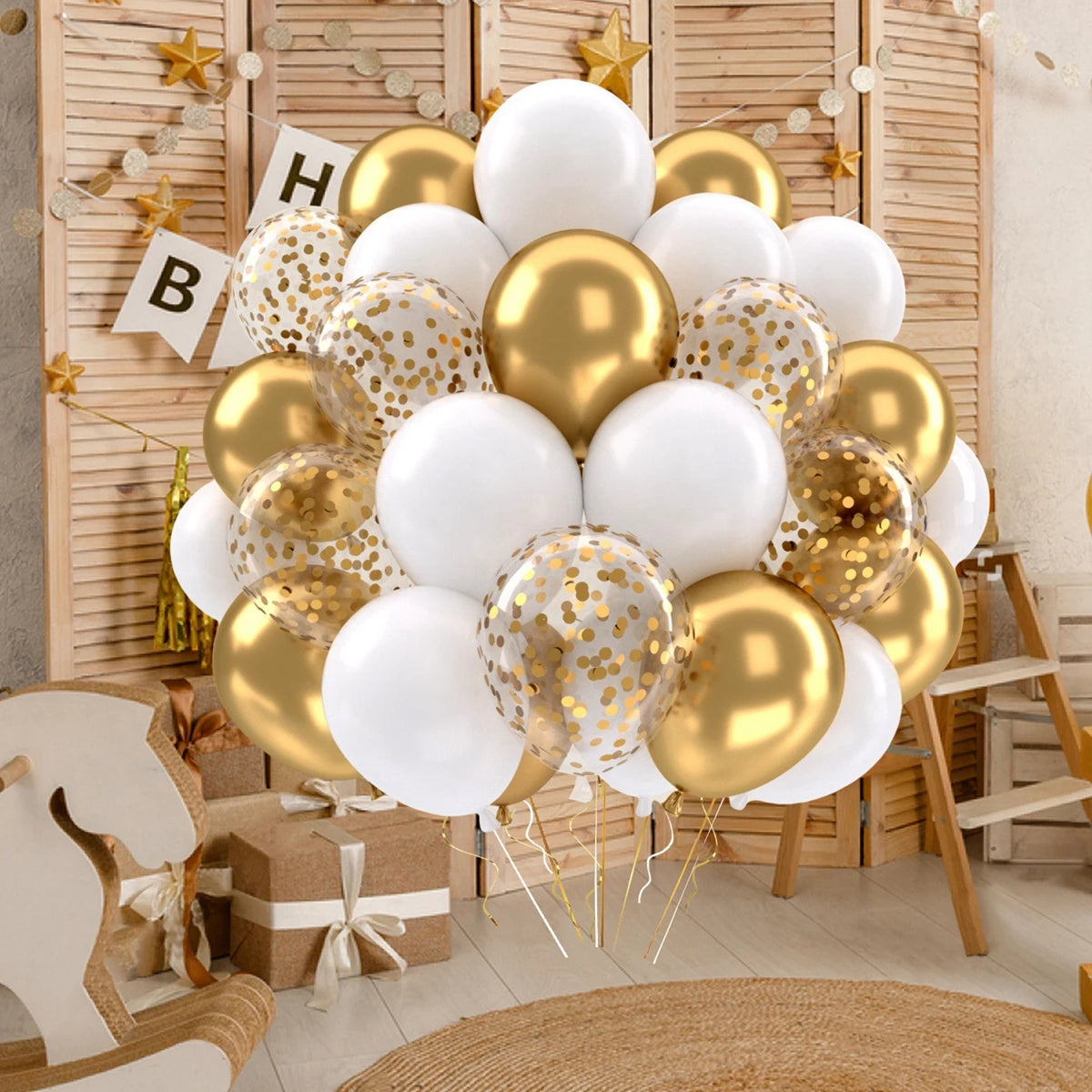 Metallic Pearl and Confetti Balloons – Decorative Latex Set for Party Events