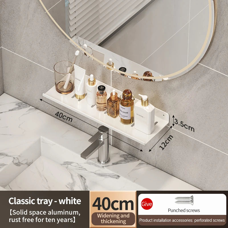 Aluminum Bathroom Wall Shelf – Punch-Free Storage for Kitchen and Toilet