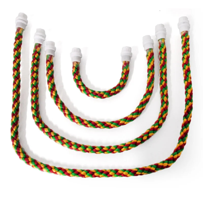 Woven Rope Parrot Toy – Bendable Multi-color Chew Perch for Parakeets