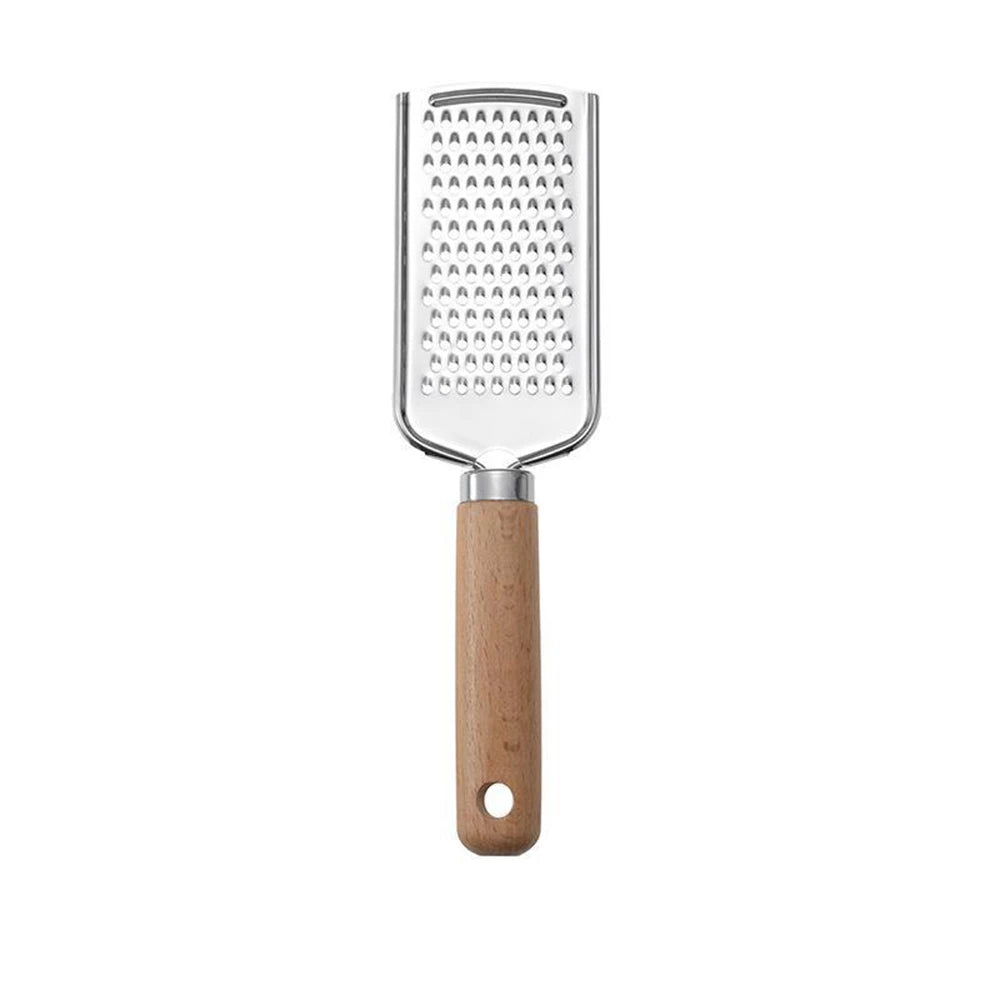 Stainless Steel Cheese Grater – Wooden Handle Tool for Kitchen Baking