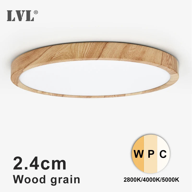 LED Ceiling Light – Wood Grain Golden Finish for Kitchen and Bedroom