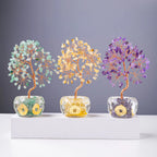 Natural Crystal Tree of Life Ornament – Crushed Stone Decor for Home Office