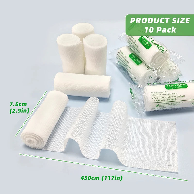 PBT Elastic Bandages – Absorbent Cotton Core for First Aid Wound Dressing