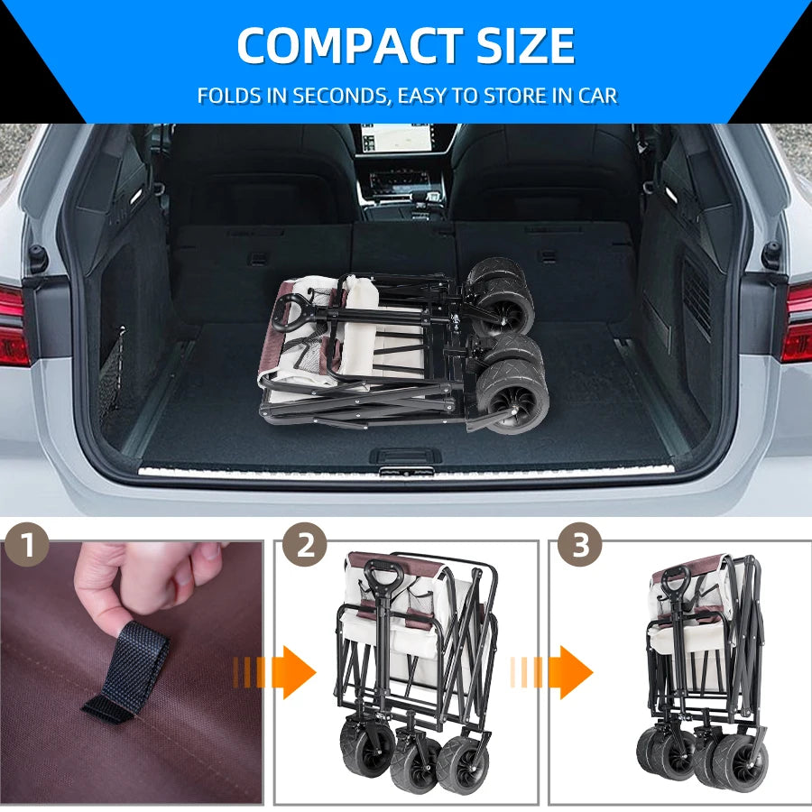 Collapsible Utility Wagon – Heavy Duty Folding Cart for Beach and Camping