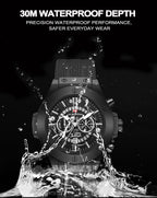 Mens Rose Gold Silicone Sports Watch – 46mm Hollow Dial for Daily Fashion
