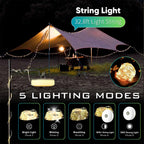 Rechargeable LED Camping String Lights – 8 Lighting Modes for Outdoor Decor