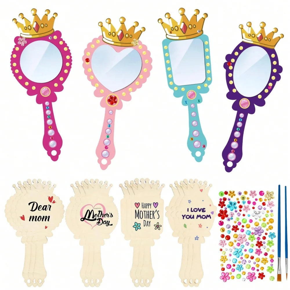 Wooden Hand Mirror Crafts – DIY Paintable Decor for Kids Art Activities