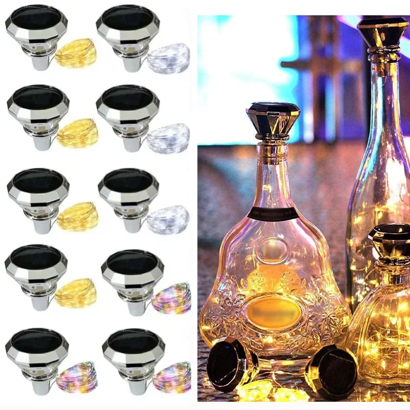 Solar Wine Bottle LED Fairy Lights – Decorative Garland for Home and Weddings