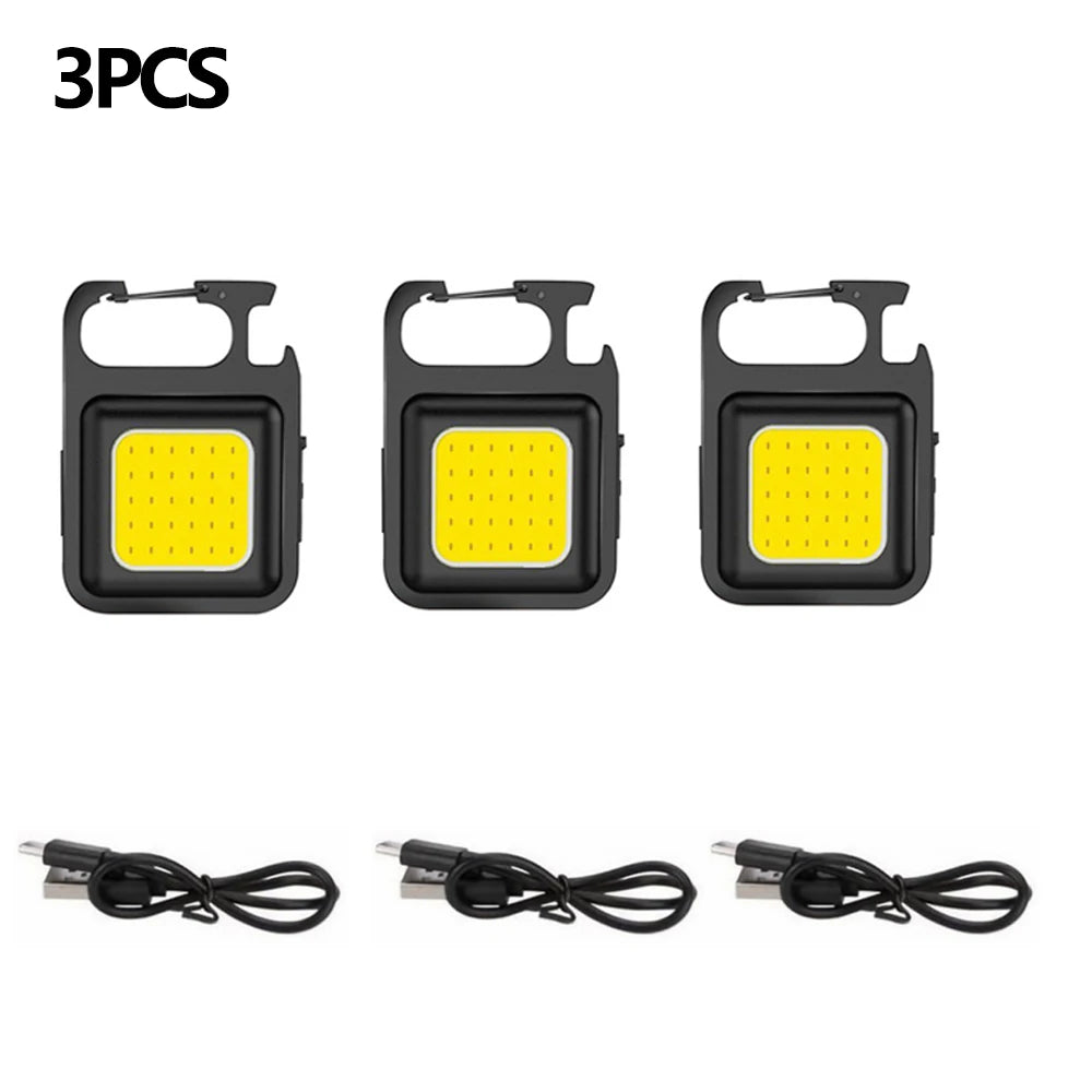 Mini COB Keychain Flashlight – Magnetic Rechargeable Light for Camping