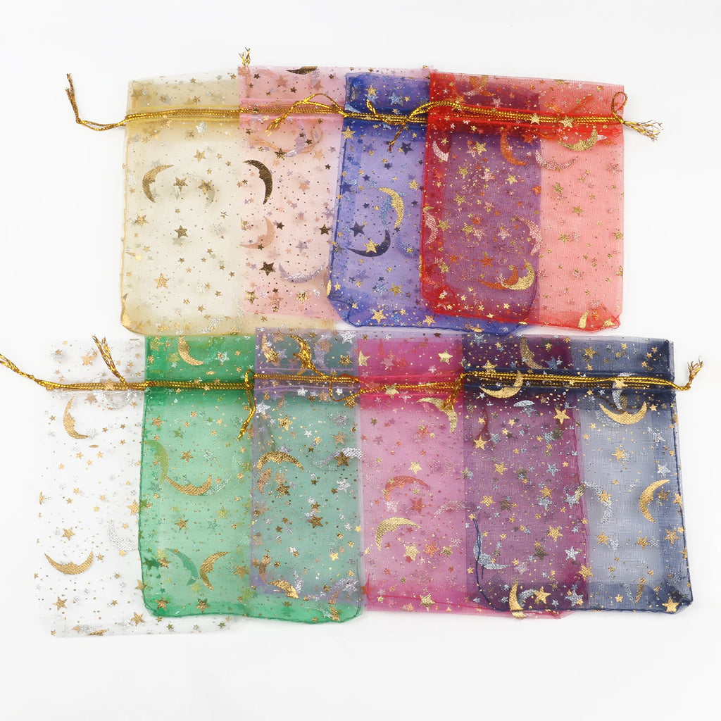 Star Moon Organza Drawstring Bags – Gift Packaging for Jewelry and Weddings