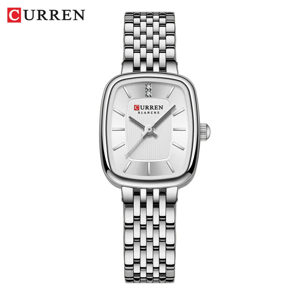Gold Stainless Steel Quartz Watch – Elegant Square Dial for Business Fashion