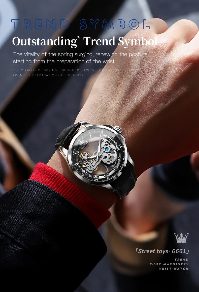 Automatic Mechanical Wristwatch – Skeleton Dial for Men Business Formal