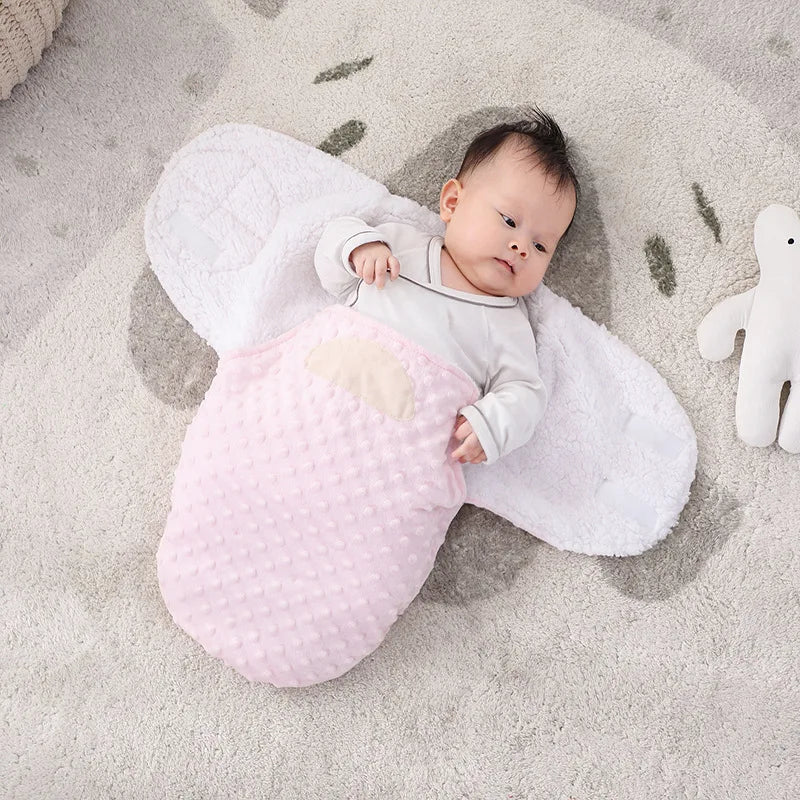 Velvet Baby Sleeping Bag – Hooded Anti-kick Swaddle for Newborn Sleep