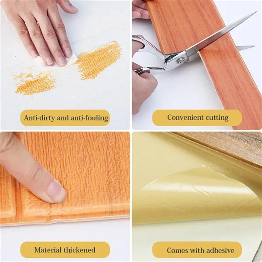 3D Wood Grain Foam Wall Tiles – Self-Adhesive Wallpaper for Home Decor